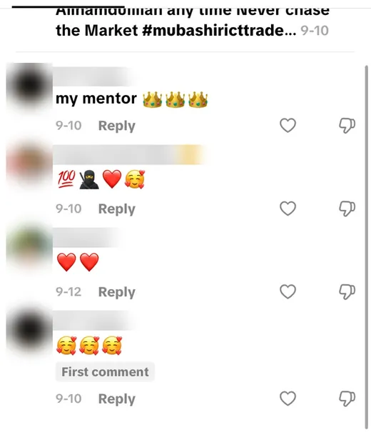 TikTok comments from a member calling him my mentor