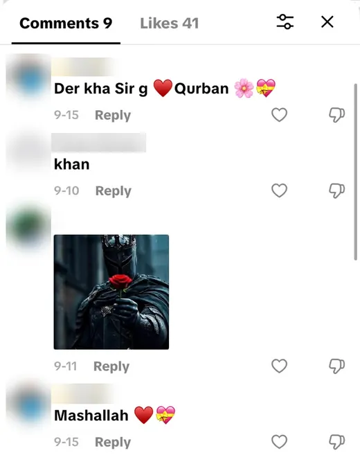 TikTok comments praising a gold trade setup