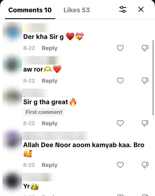 TikTok comments from members thanking the mentor